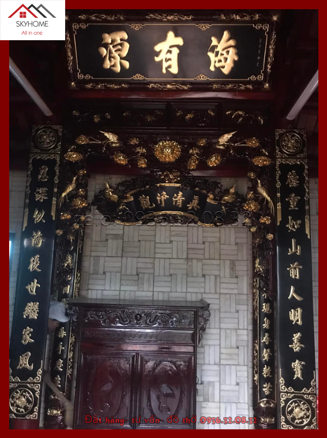 Hoành phi gỗ phòng thờ chữ Trấn thanh tịnh quán